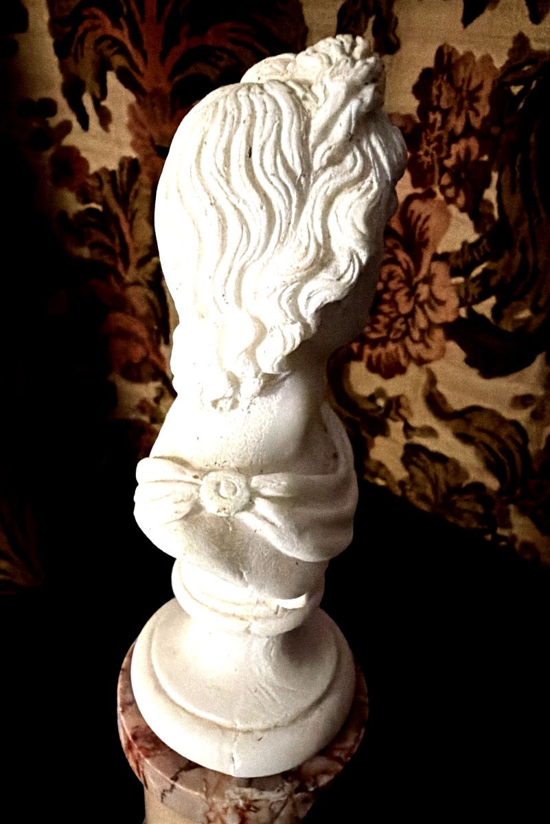Bust Of Apollo In White Carrara Marble On An Onyx And Veined Marble Column Pedestal, 19th Century-photo-3
