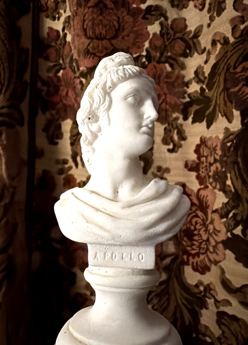 Bust Of Apollo In White Carrara Marble On An Onyx And Veined Marble Column Pedestal, 19th Century-photo-5