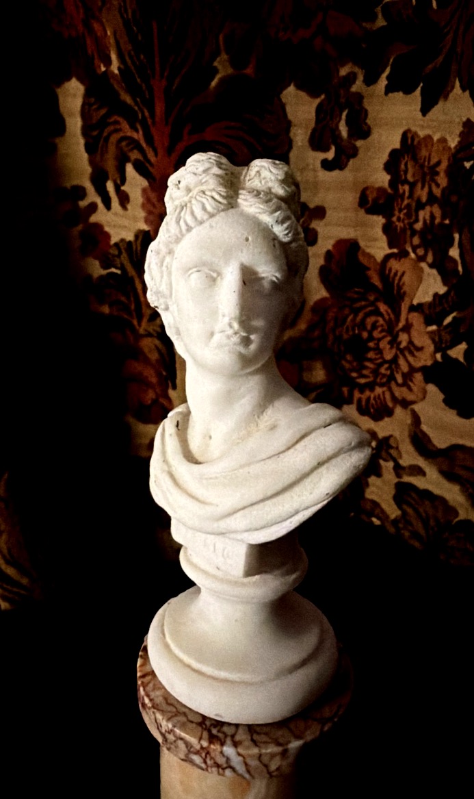 Bust Of Apollo In White Carrara Marble On An Onyx And Veined Marble Column Pedestal, 19th Century-photo-7