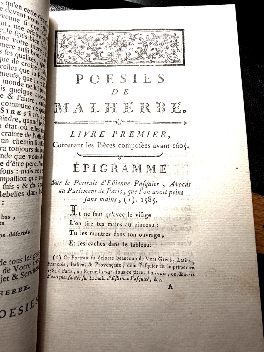Poems By Malherbe In A Fine Glossy Calfskin Binding With A Ribbed Spine. Paris, Barbou, 1764.-photo-4