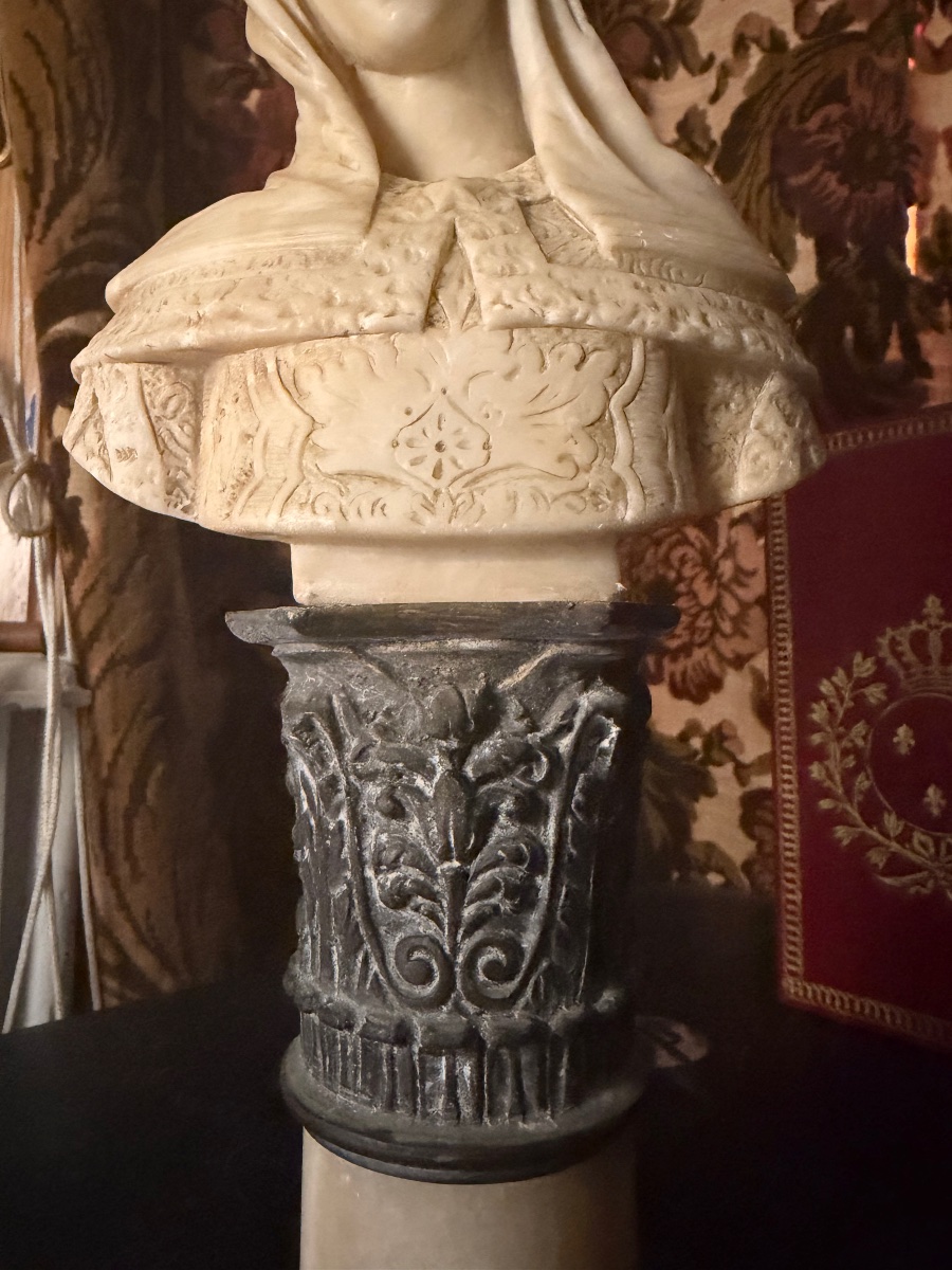 Bust Of A Woman With Covered Hair In The Italian Renaissance Style, Signed Bosio, 19th Century-photo-7