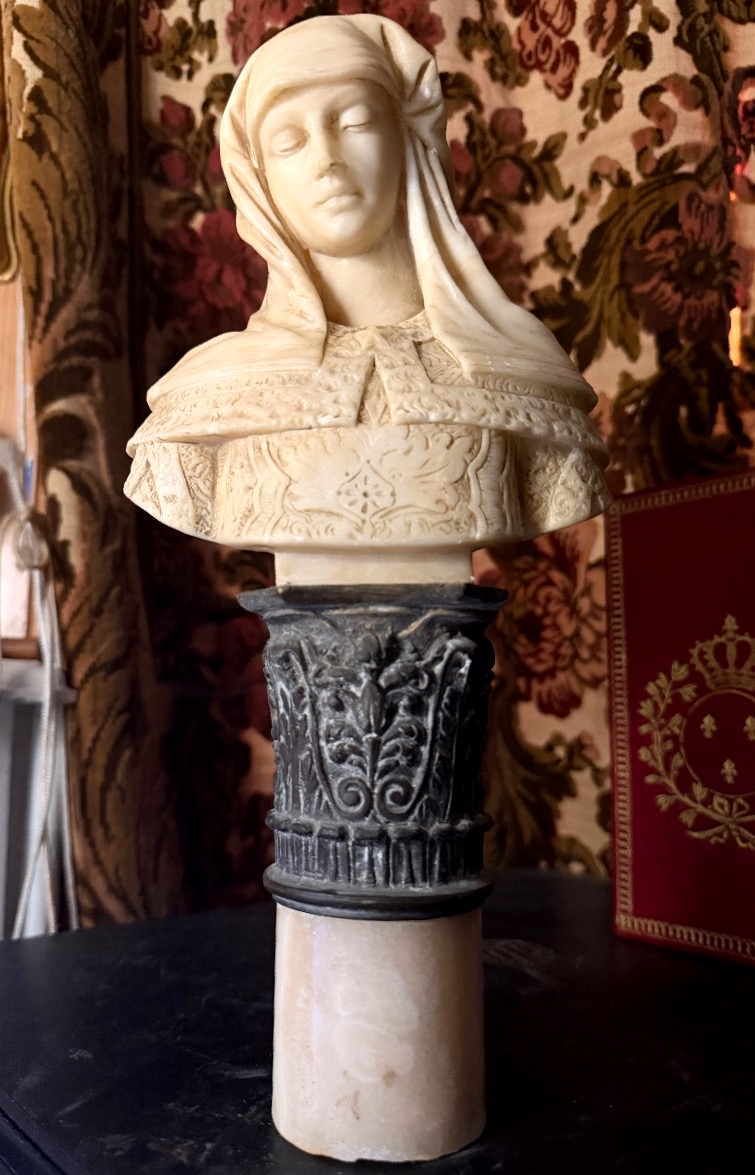 Bust Of A Woman With Covered Hair In The Italian Renaissance Style, Signed Bosio, 19th Century