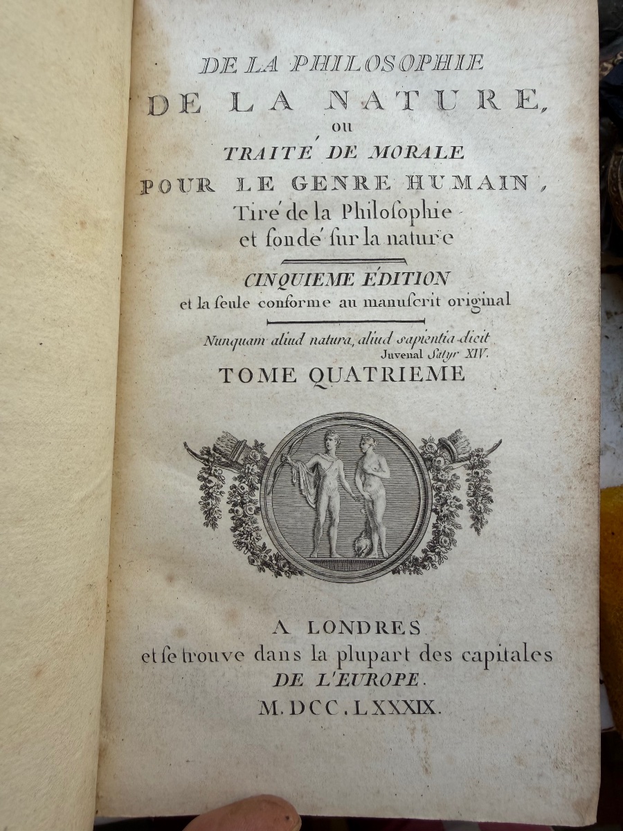 7 Vol. In 8 : "De la Philosophie de la Nature , ou Traité de Morale pour le Genre Humain" .1789-photo-1