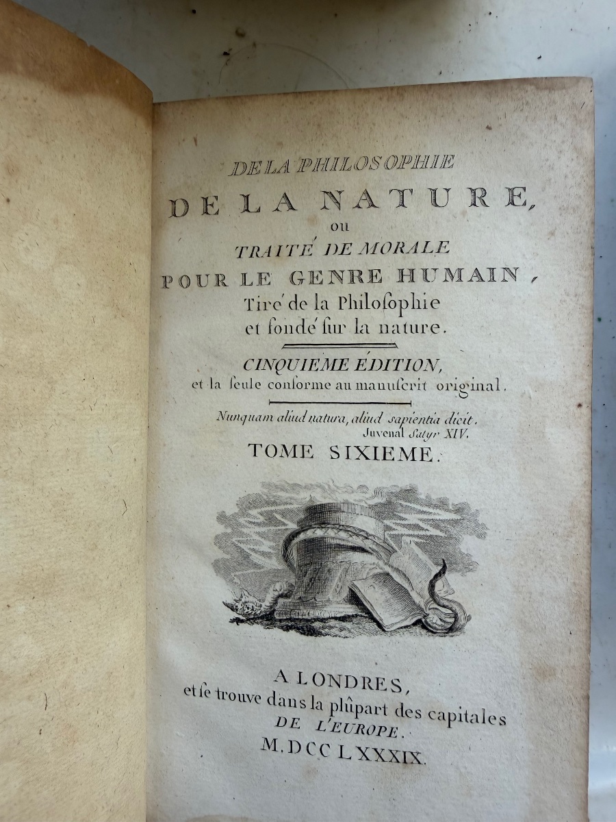 7 Vol. In 8 : "De la Philosophie de la Nature , ou Traité de Morale pour le Genre Humain" .1789-photo-4