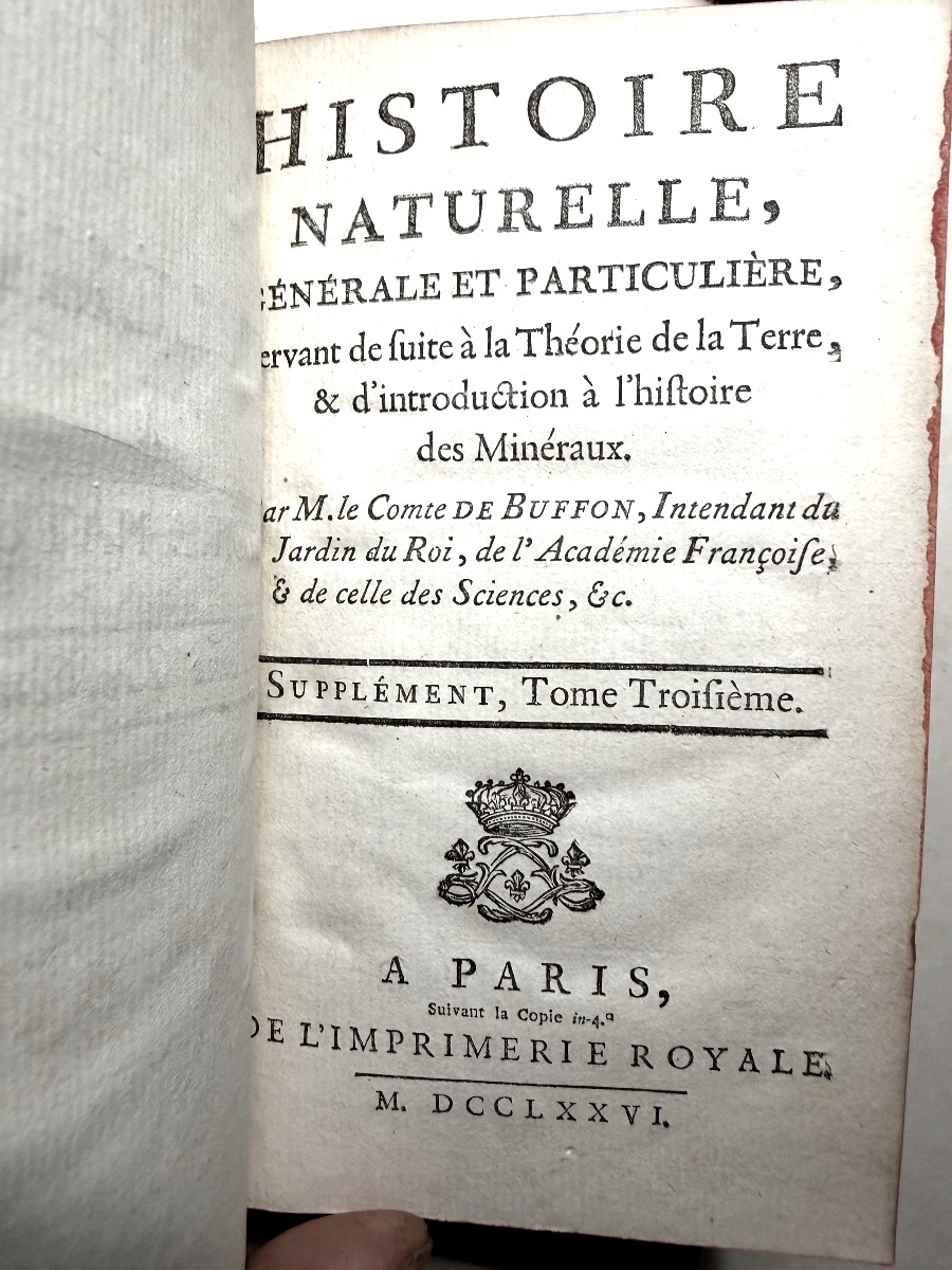 Suite à la Théorie de la terre 1776 Dos et plats aux Armes du" Marquis de Verneuil "2 Vol In 12-photo-2