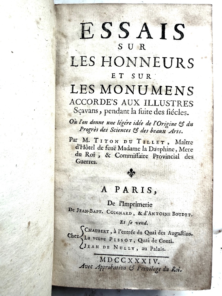 Essays On The Honors And Monuments Bestowed Upon Distinguished Scholars. Titon Du Tillet, 1734-photo-2
