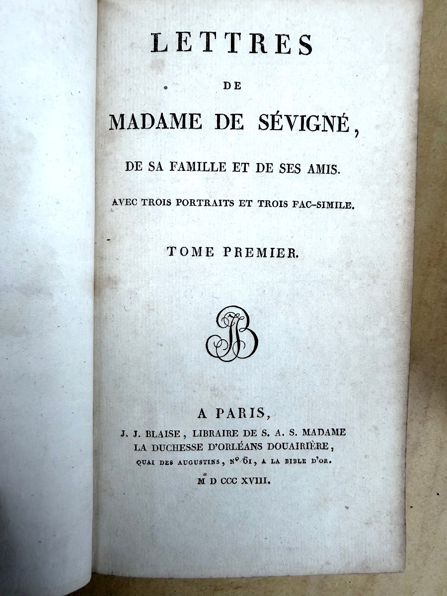 At The Armes Du Collège Henri Iv: "letters Of Madame De Sévigné," 12 Vols., In-8, Morocco Binding, 1818-photo-1