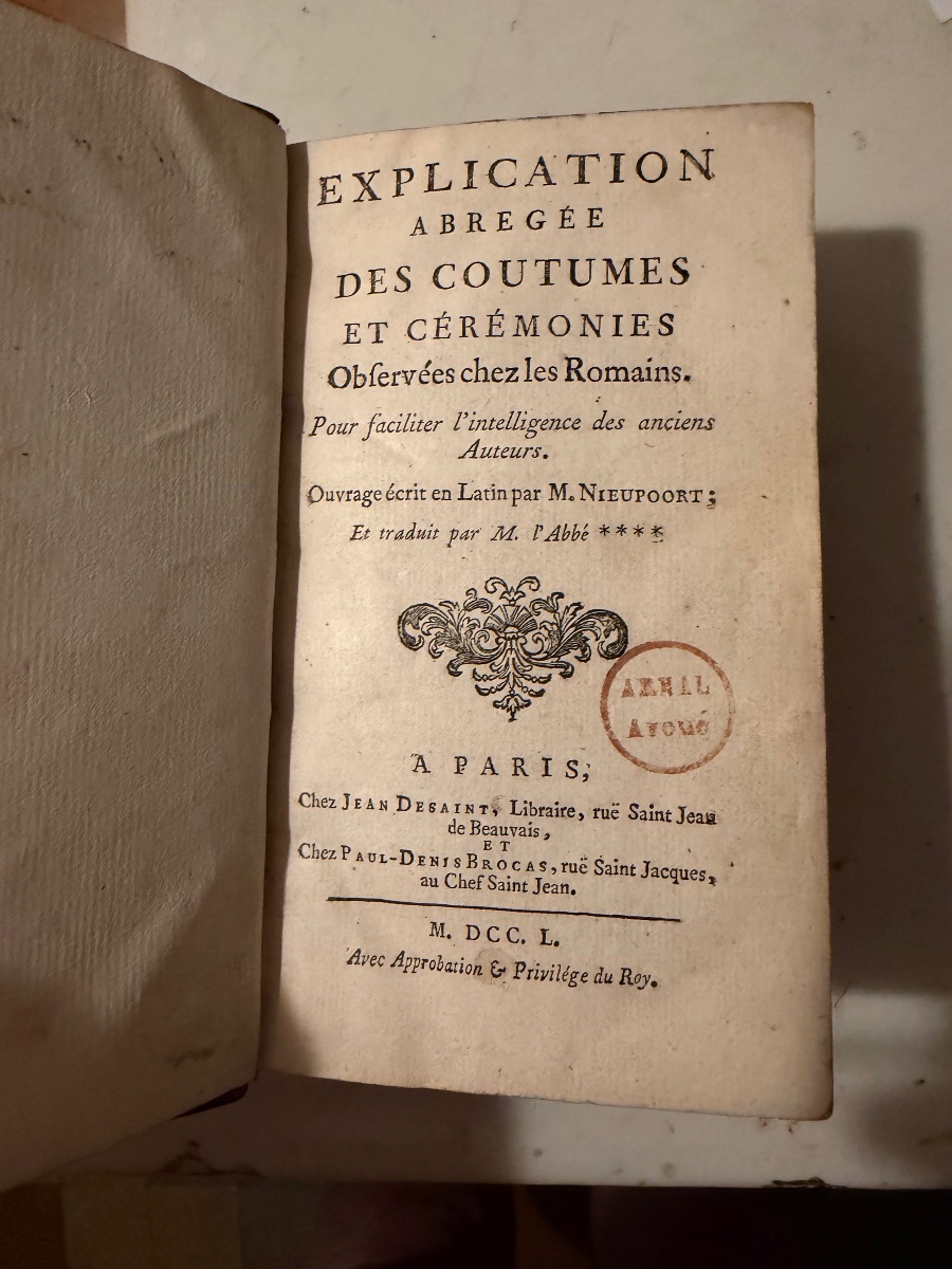 A Brief Explanation Of The Customs And Ceremonies Observed Among The Romans, By Mr. Nieupoort, 18th-photo-1