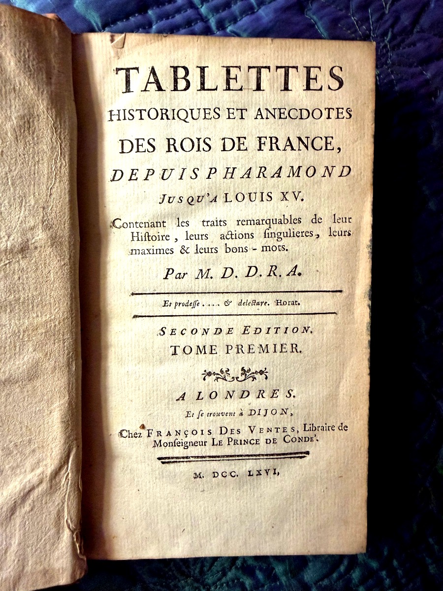 Aux Armes: 3 Vol.In 12 "Tablettes Historiques et Anecdotes des Rois de France depuis Pharamond"-photo-1