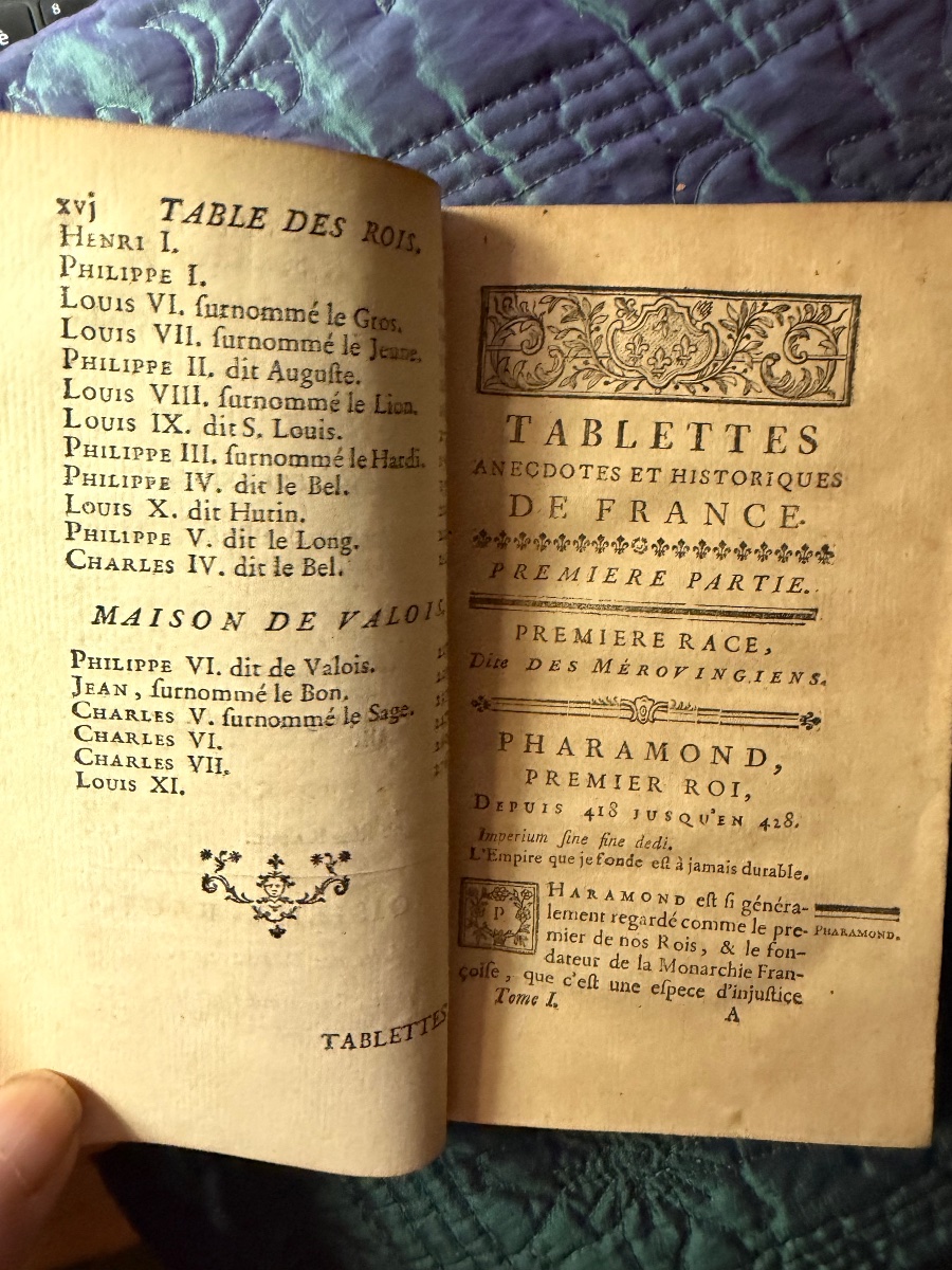 Aux Armes: 3 Vol.In 12 "Tablettes Historiques et Anecdotes des Rois de France depuis Pharamond"-photo-6