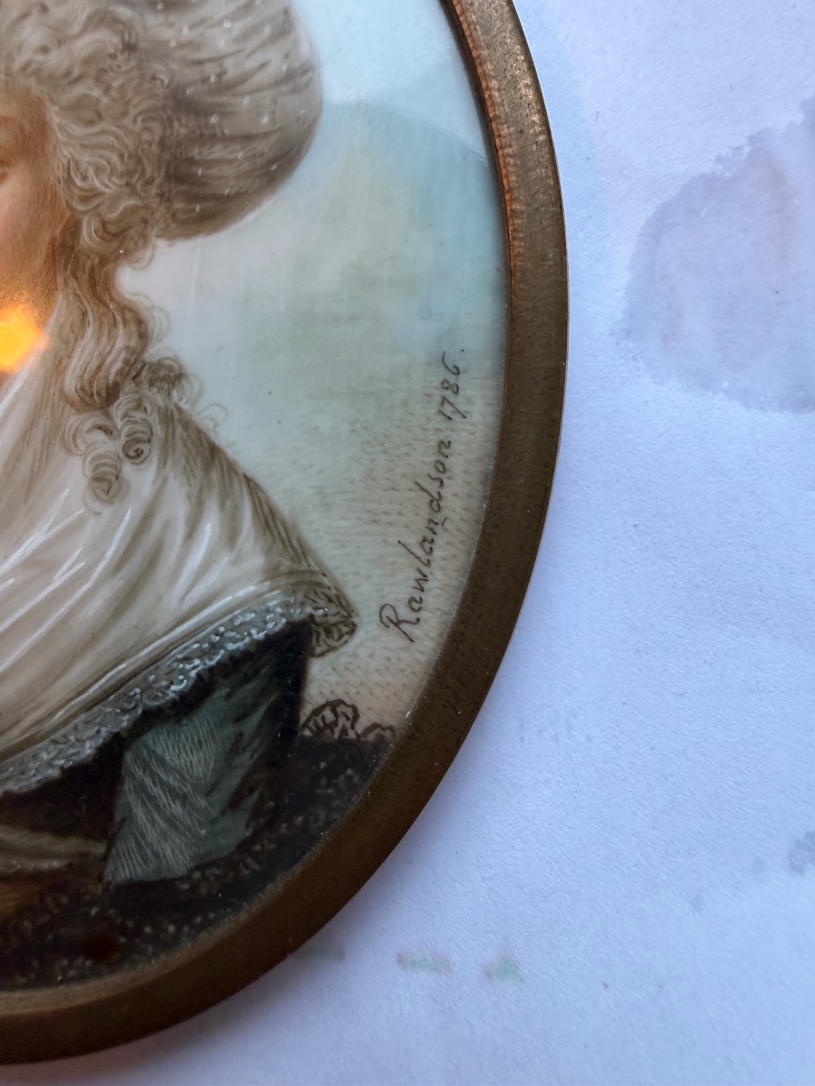 18th-century Miniature Portrait On Ivory Of The Countess Of Worcester, By Rawlandson, 1786-photo-2