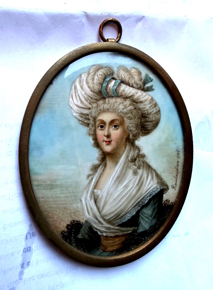 18th-century Miniature Portrait On Ivory Of The Countess Of Worcester, By Rawlandson, 1786-photo-4