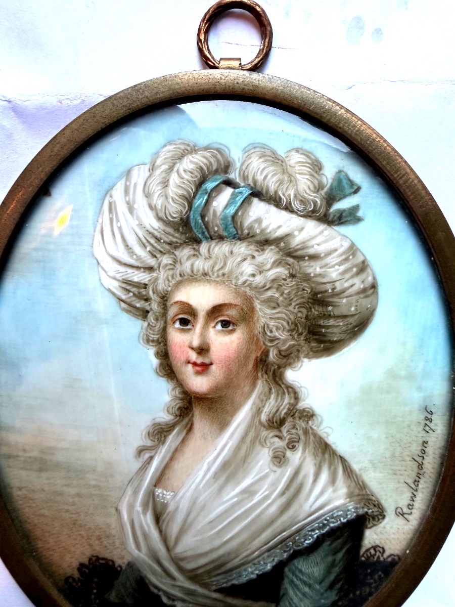 18th-century Miniature Portrait On Ivory Of The Countess Of Worcester, By Rawlandson, 1786-photo-1