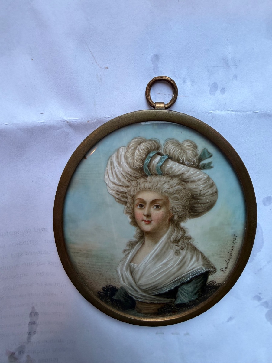 18th-century Miniature Portrait On Ivory Of The Countess Of Worcester, By Rawlandson, 1786-photo-2