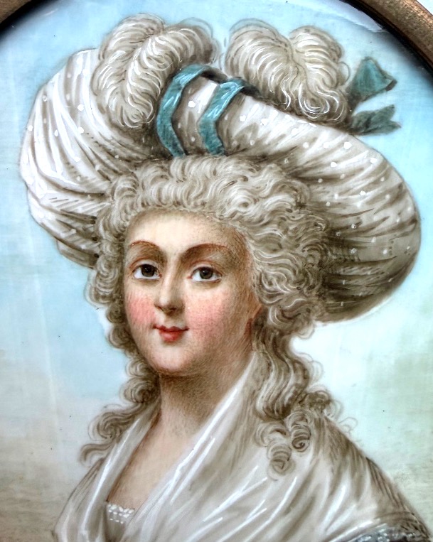 18th-century Miniature Portrait On Ivory Of The Countess Of Worcester, By Rawlandson, 1786-photo-7