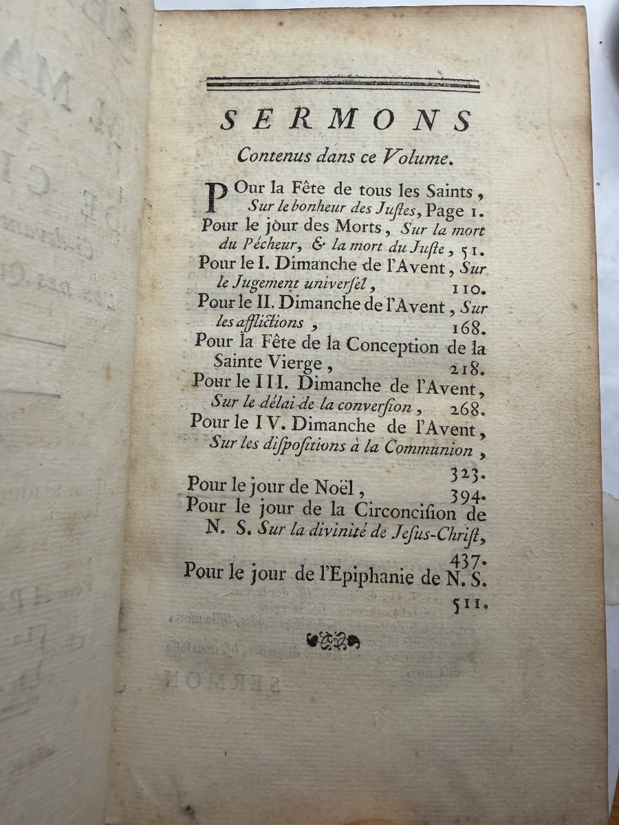 A Fine Copy In 12°, Olive Morocco Leather, *sermons By M. Massillon*, Bishop Of Clermont, Advent 1745-photo-2