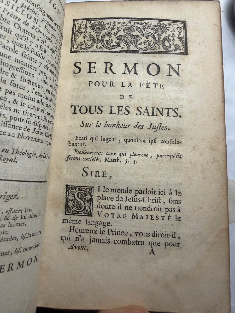 A Fine Copy In 12°, Olive Morocco Leather, *sermons By M. Massillon*, Bishop Of Clermont, Advent 1745-photo-3