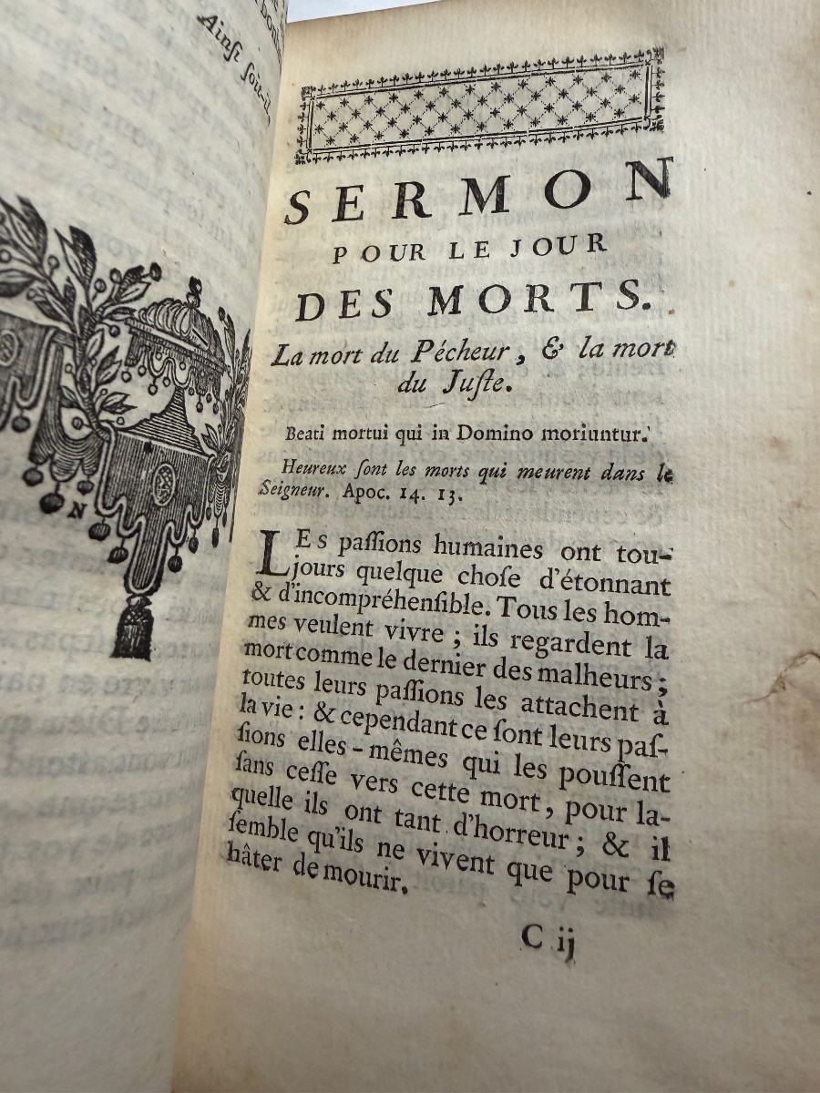 A Fine Copy In 12°, Olive Morocco Leather, *sermons By M. Massillon*, Bishop Of Clermont, Advent 1745-photo-4
