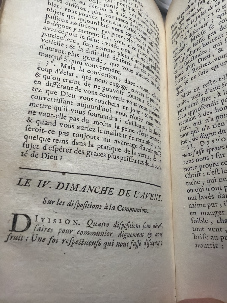 A Fine Copy In 12°, Olive Morocco Leather, *sermons By M. Massillon*, Bishop Of Clermont, Advent 1745-photo-7