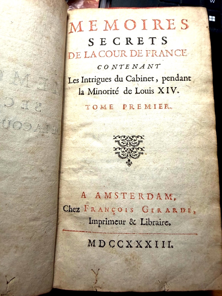 Aux Armes du Prince de Vintimille "Mémoires Secrets de la Cour de France",minorité de Louis XIV-photo-3