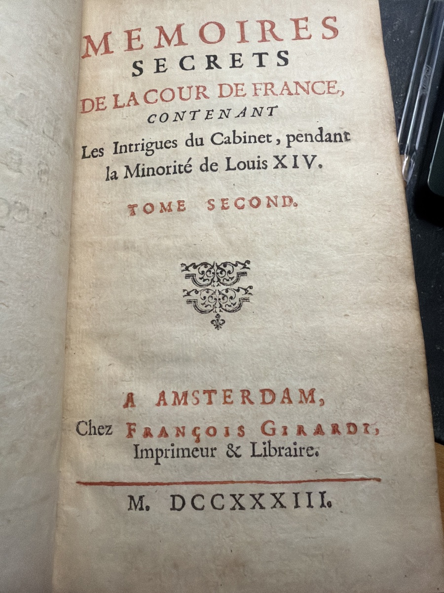 Aux Armes du Prince de Vintimille "Mémoires Secrets de la Cour de France",minorité de Louis XIV-photo-3