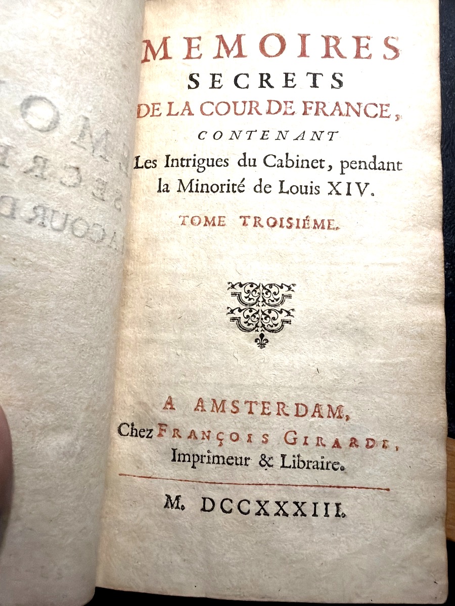 Aux Armes du Prince de Vintimille "Mémoires Secrets de la Cour de France",minorité de Louis XIV-photo-6
