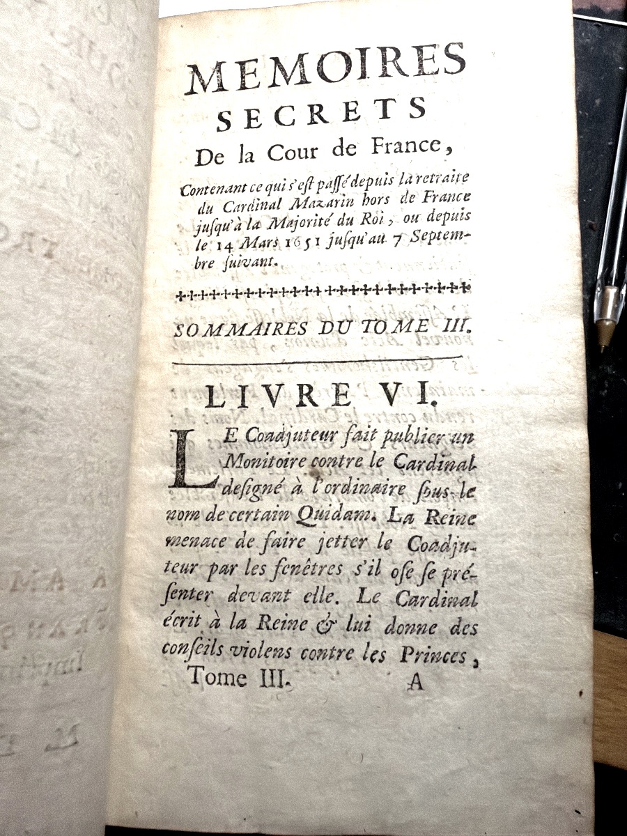 Aux Armes du Prince de Vintimille "Mémoires Secrets de la Cour de France",minorité de Louis XIV-photo-7