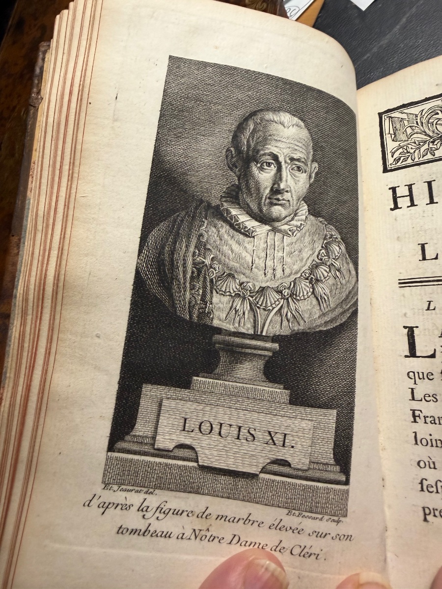 "3 Vol. In 12: History Of Louis XI," Aux Armes, By M. Duclos. Paris, 1745-photo-4