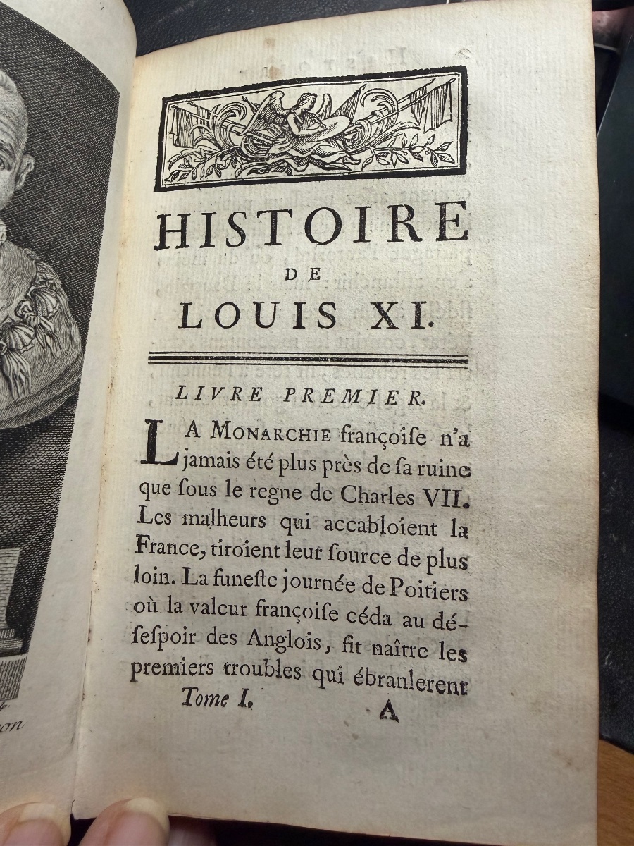 "3 Vol. In 12: History Of Louis XI," Aux Armes, By M. Duclos. Paris, 1745-photo-5