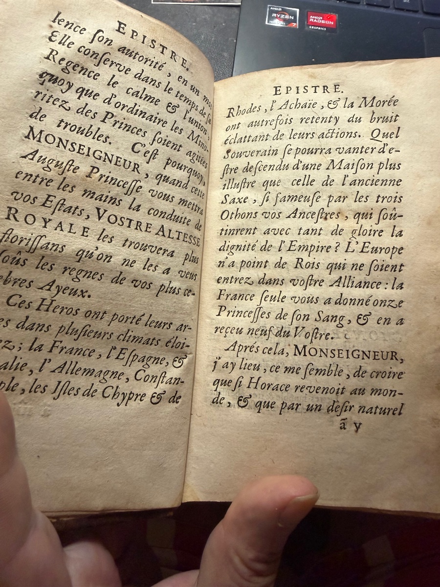 Edition Originale :traduction des Odes et Epodes d'Horace de 1678 Aux Armes Famille de Creil-photo-4
