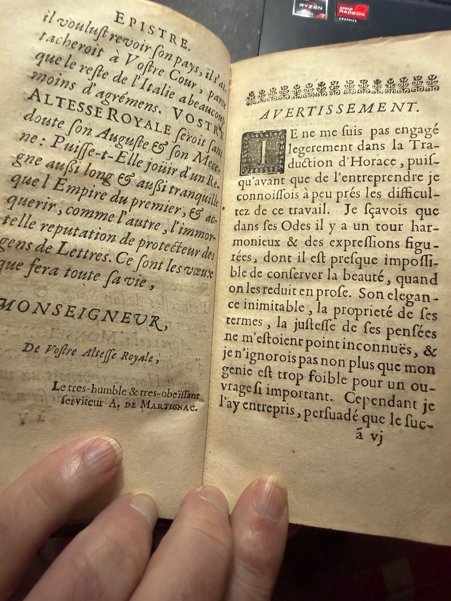 Edition Originale :traduction des Odes et Epodes d'Horace de 1678 Aux Armes Famille de Creil-photo-5