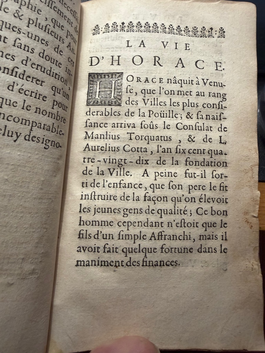Edition Originale :traduction des Odes et Epodes d'Horace de 1678 Aux Armes Famille de Creil-photo-6