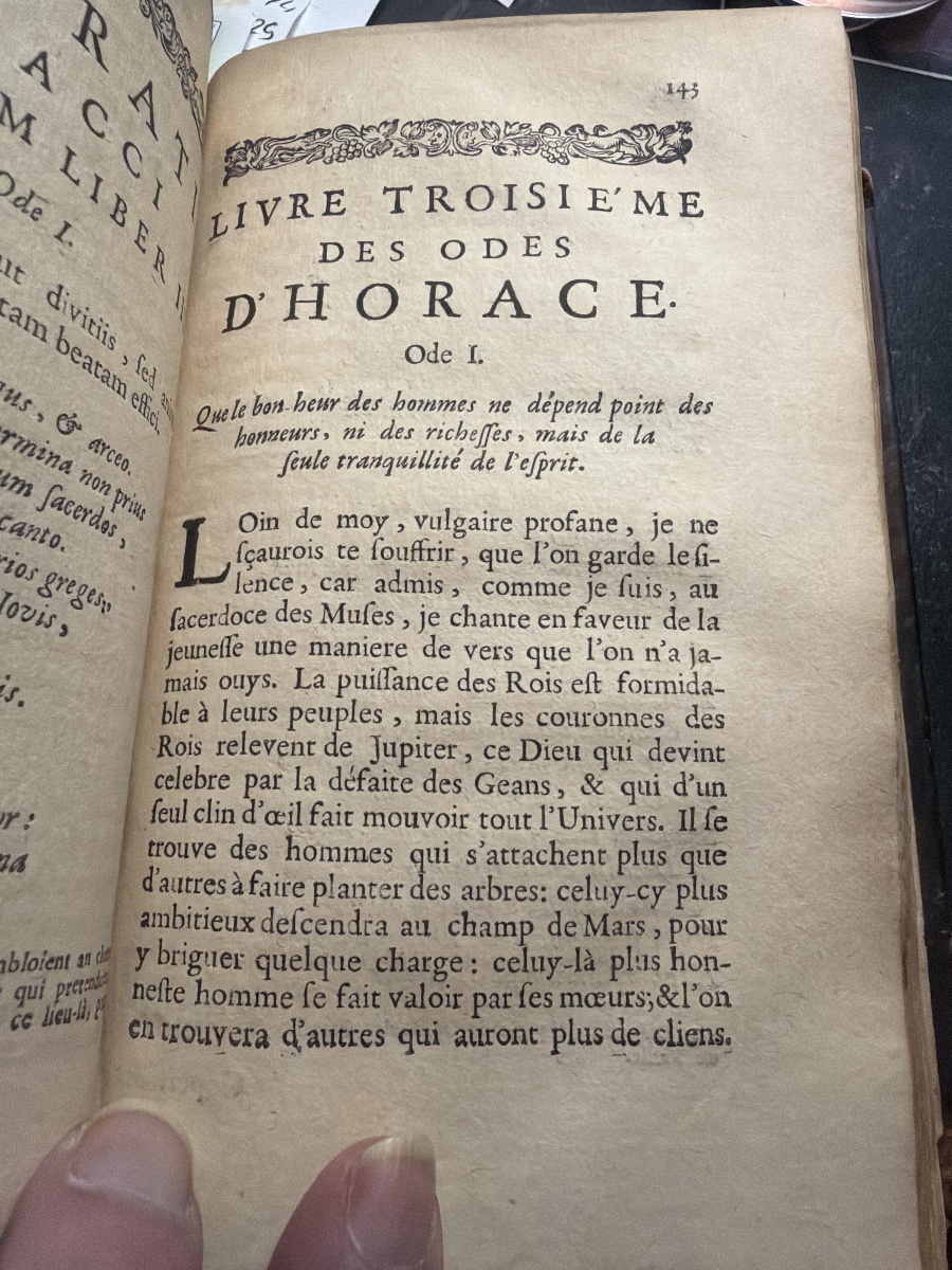 Edition Originale :traduction des Odes et Epodes d'Horace de 1678 Aux Armes Famille de Creil-photo-7