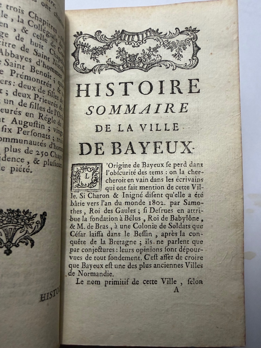 Bel et rare expl; de" l'Histoire de la Ville de Bayeux",  Avec un discours..Par M. Beziers 1773-photo-4