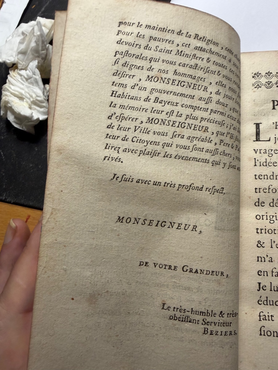 Bel et rare expl; de" l'Histoire de la Ville de Bayeux",  Avec un discours..Par M. Beziers 1773-photo-6