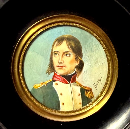  A Fine 19th-century Ivory Miniature, Beautifully Framed, Depicting The Young Officer Bonaparte, Signed By Ausay -photo-2