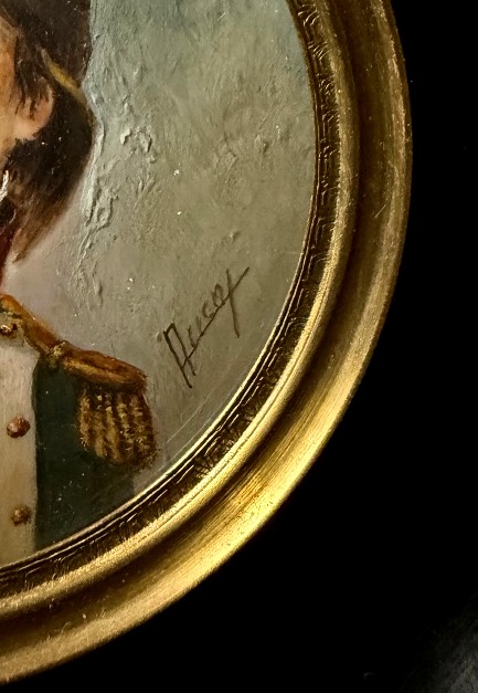  A Fine 19th-century Ivory Miniature, Beautifully Framed, Depicting The Young Officer Bonaparte, Signed By Ausay -photo-7