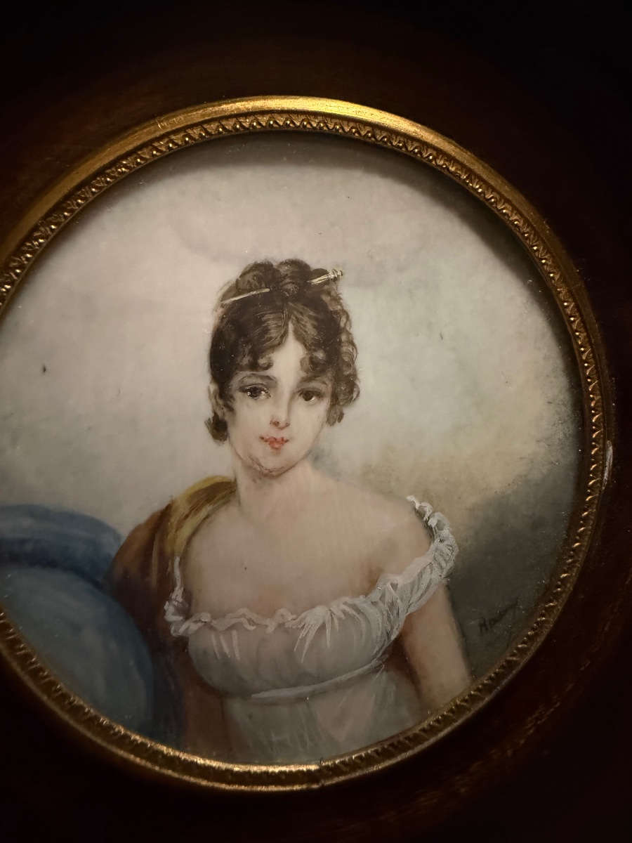 A Charming 19th-century Framed Portrait Featuring A Miniature On Ivory Of The Young Joséphine De Beauharnais-photo-4
