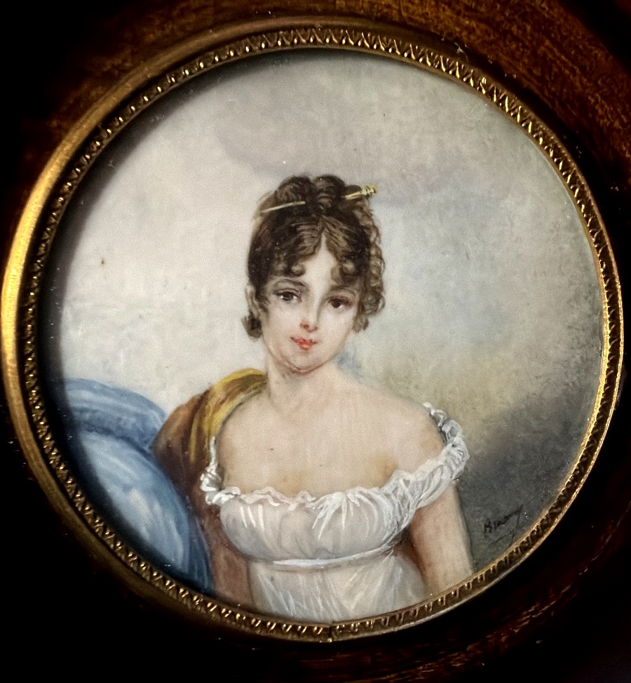 A Charming 19th-century Framed Portrait Featuring A Miniature On Ivory Of The Young Joséphine De Beauharnais-photo-6