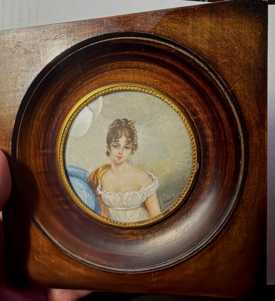 A Charming 19th-century Framed Portrait Featuring A Miniature On Ivory Of The Young Joséphine De Beauharnais-photo-7