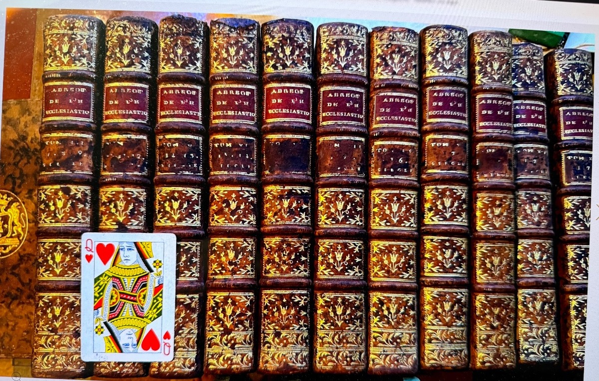 Bel "Abrégé de l'Histoire Ecclésiastique" en 13 Vol.In 4 de Bonaventure Racine , plats Armoriés-photo-2