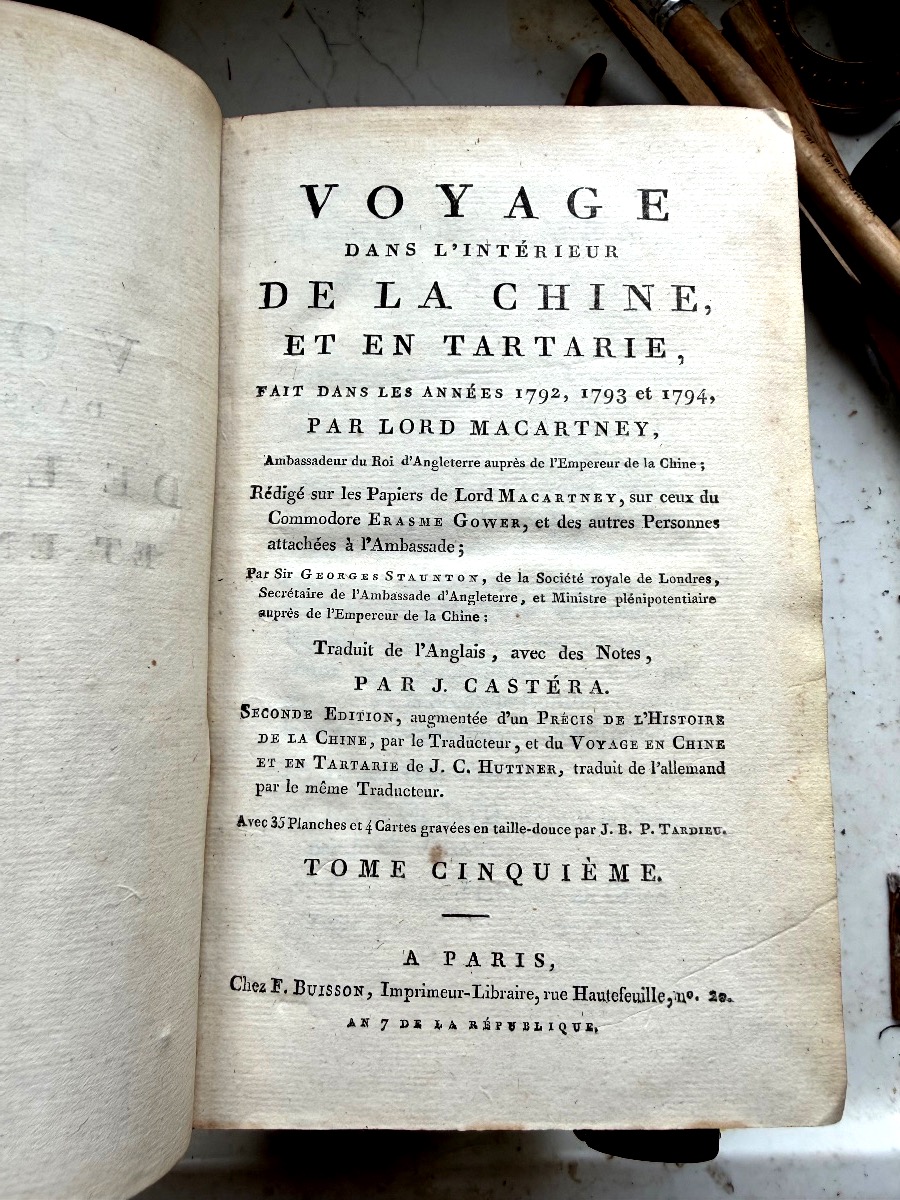 Rare, 5 Vols., In-8. "journey Into The Interior Of China And Tartary—1798. Lord Macartney 18"-photo-2