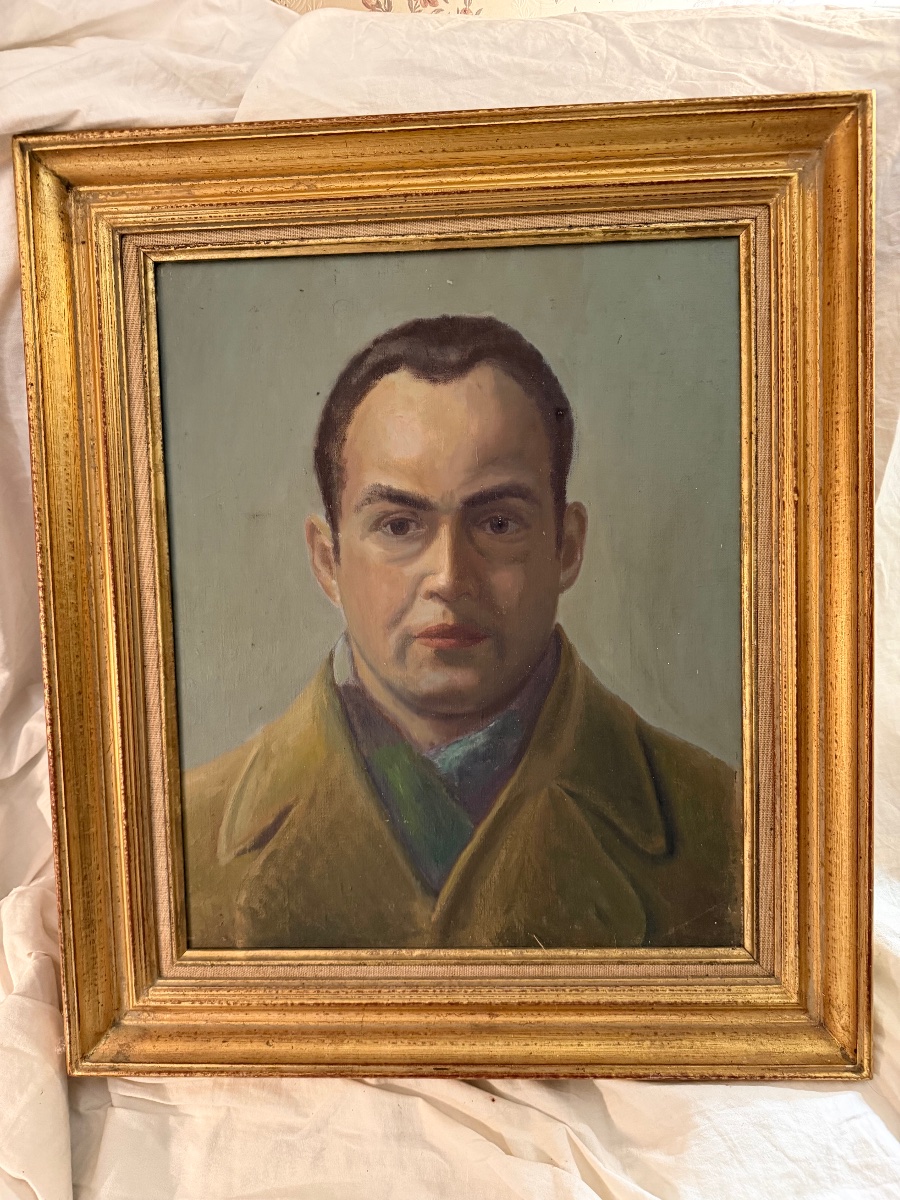 Rare beau portrait des années "40" du Père du "Petit Prince" H/panneau  d'Antoine de St Exupéry
