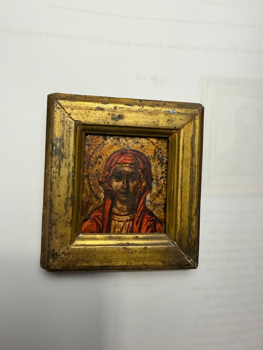 A Framed 18th-century Greek Orthodox Miniature Icon Depicting The Virgin Mary-photo-4