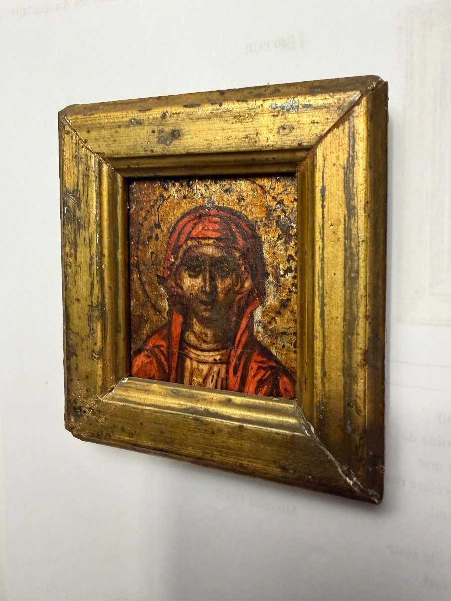 A Framed 18th-century Greek Orthodox Miniature Icon Depicting The Virgin Mary-photo-1