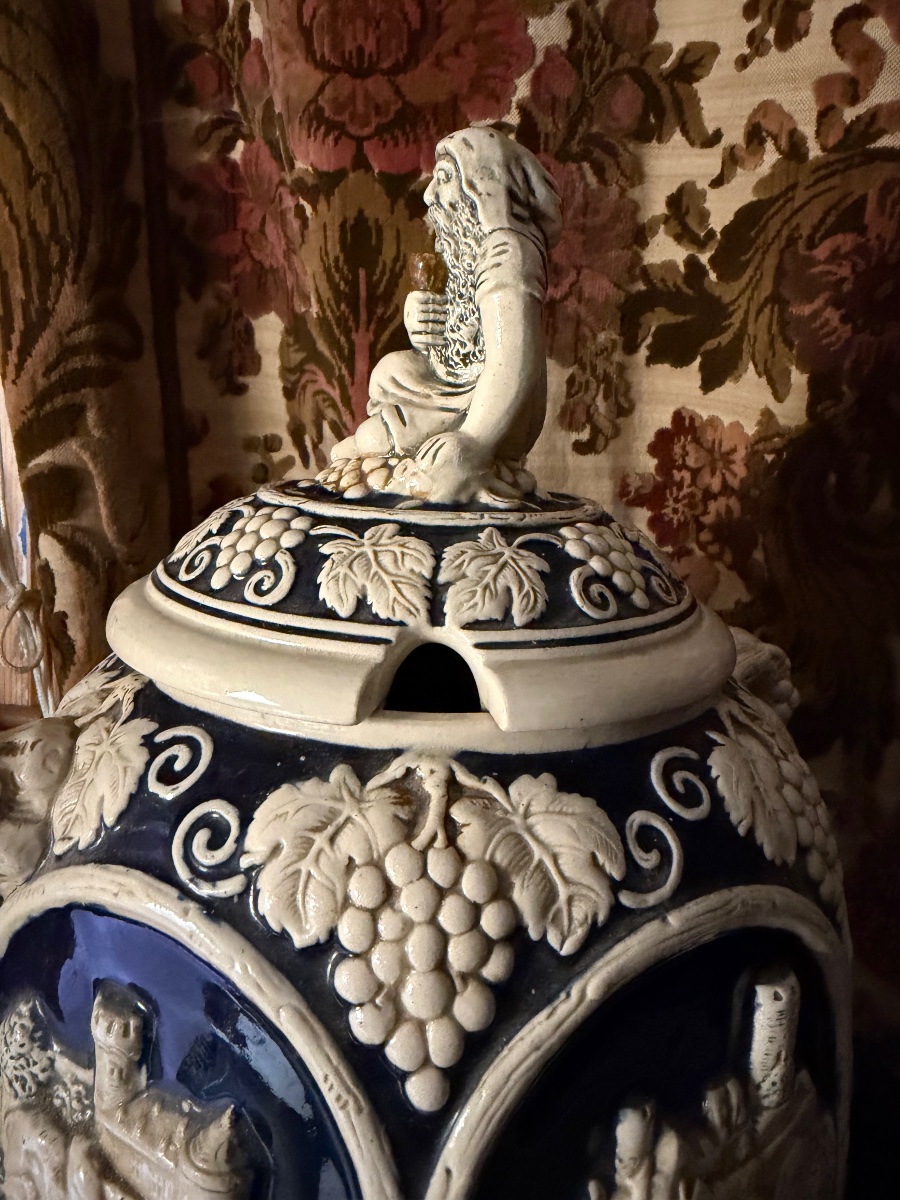 Large German Baroque-style Punch Or Mulled Wine Bowl In The Romantic Style, Featuring A Citadel Motif-photo-2