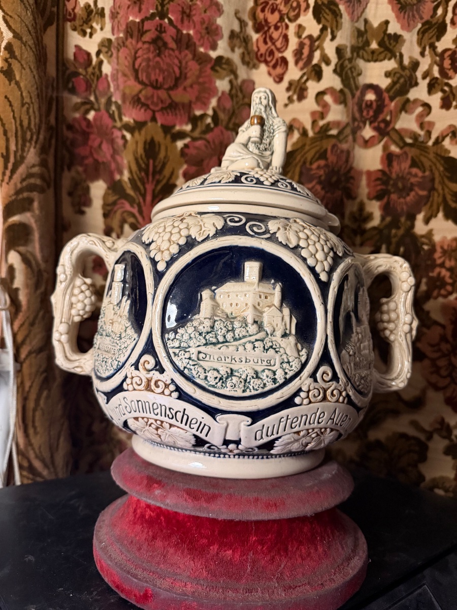 Large German Baroque-style Punch Or Mulled Wine Bowl In The Romantic Style, Featuring A Citadel Motif-photo-1