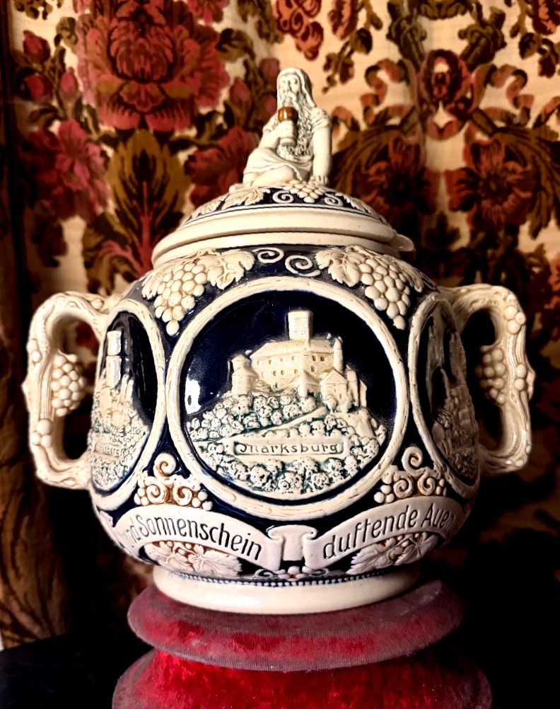 Large German Baroque-style Punch Or Mulled Wine Bowl In The Romantic Style, Featuring A Citadel Motif