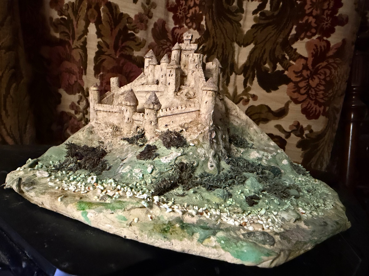Architecture Of A 19th-century Medieval Fortress Made Of Wood, Marble Powder, And 18th-century Paper-photo-3