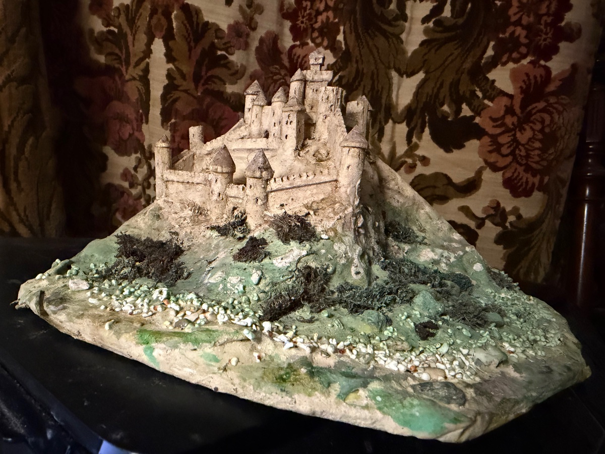 Architecture Of A 19th-century Medieval Fortress Made Of Wood, Marble Powder, And 18th-century Paper